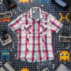 TXT “Know All Learn Nothing” Plaid Shirt Red M